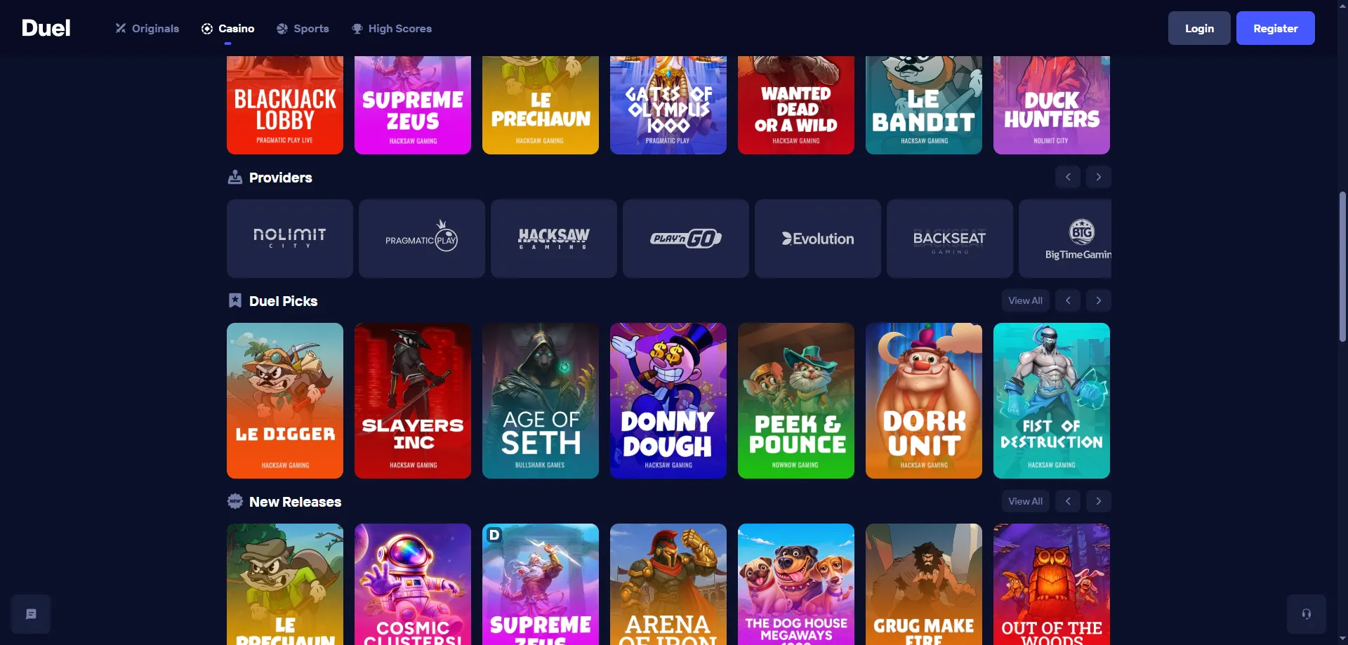 Duel Casino live casino con dealer in streaming HD per giocatori italiani